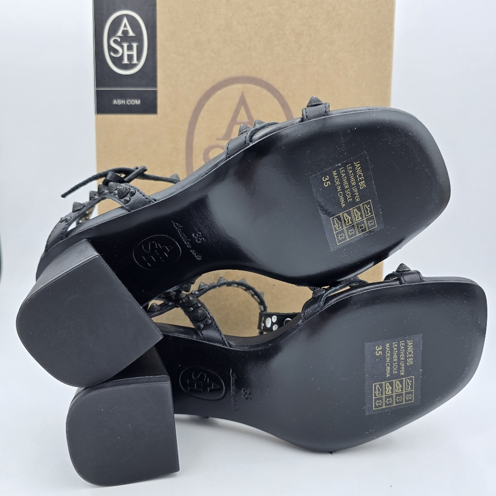 NIB Ash Janice Bis Studded Block Heel Sandals, Black, EU 35/US 5 - Picture 10 of 14